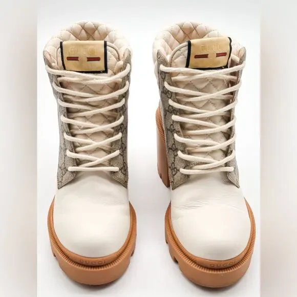 Gucci Cream and Tan Heeled Boots - Picture 8 of 14